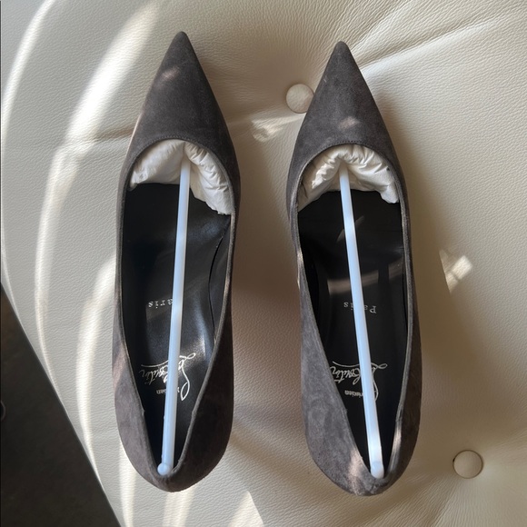 Christian Louboutin Gray Suede and Red Heels, Size 40 (10B) - Picture 11 of 15